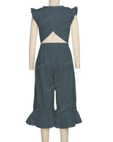 Ruffle Cap Sleeve Asymmetrical Jumpsuit
