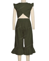 Ruffle Cap Sleeve Asymmetrical Jumpsuit