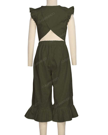 Ruffle Cap Sleeve Asymmetrical Jumpsuit