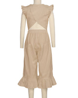 Ruffle Cap Sleeve Asymmetrical Jumpsuit