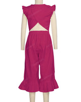 Ruffle Cap Sleeve Asymmetrical Jumpsuit