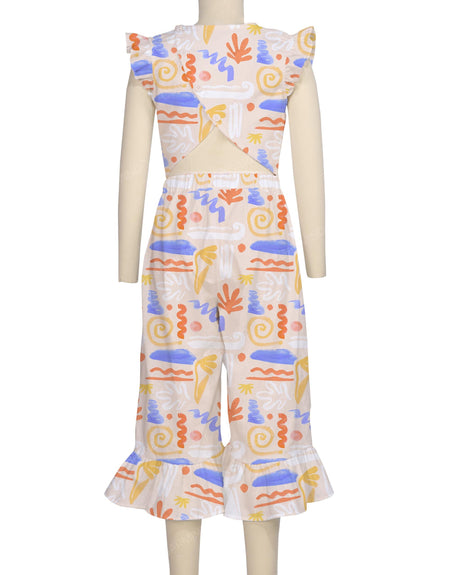 Ruffle Cap Sleeve Asymmetrical Jumpsuit