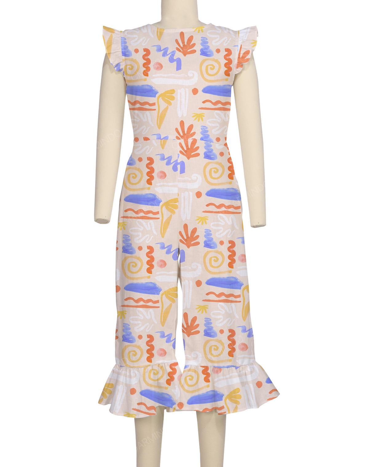 Ruffle Cap Sleeve Asymmetrical Jumpsuit