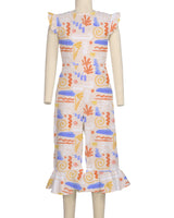 Ruffle Cap Sleeve Asymmetrical Jumpsuit
