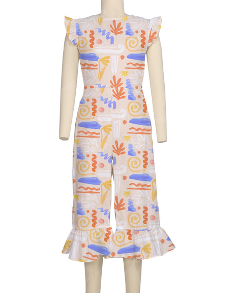 Ruffle Cap Sleeve Asymmetrical Jumpsuit