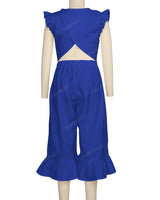 Ruffle Cap Sleeve Asymmetrical Jumpsuit