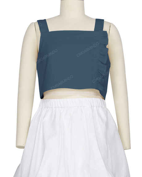 Ruffle Side Button Up Top