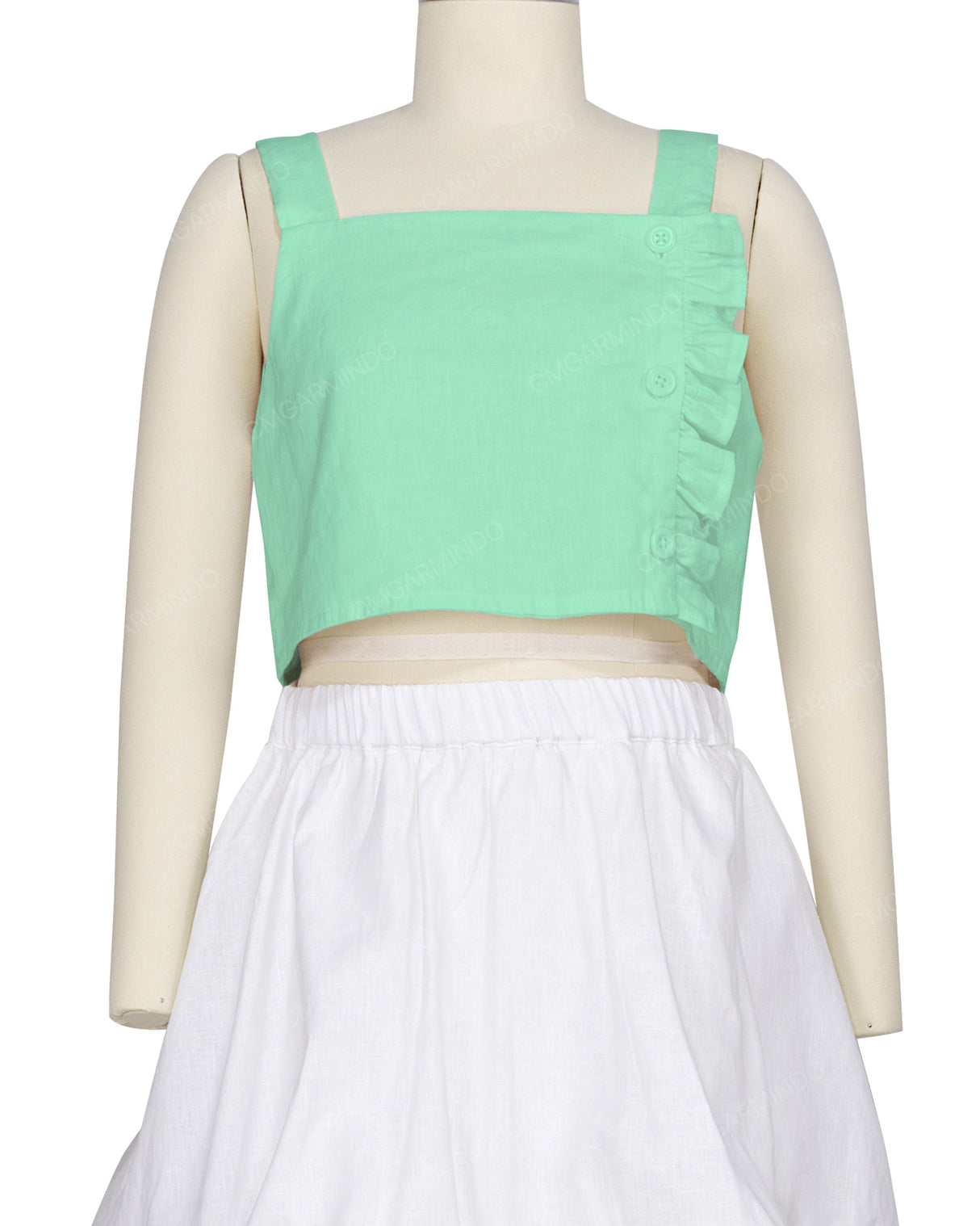 Ruffle Side Button Up Top
