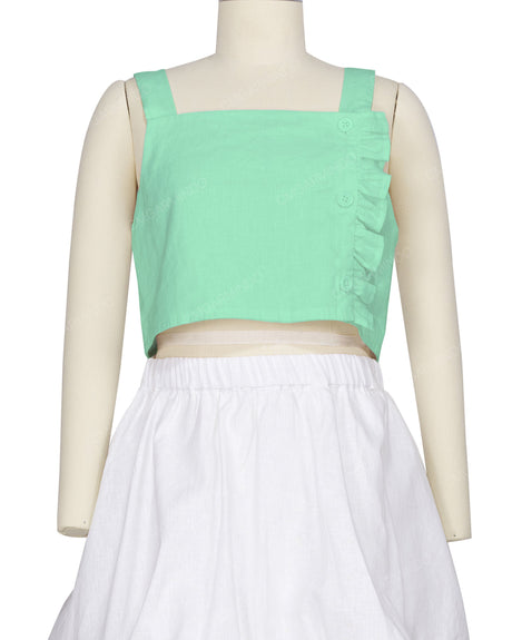 Ruffle Side Button Up Top