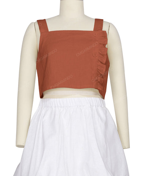 Ruffle Side Button Up Top
