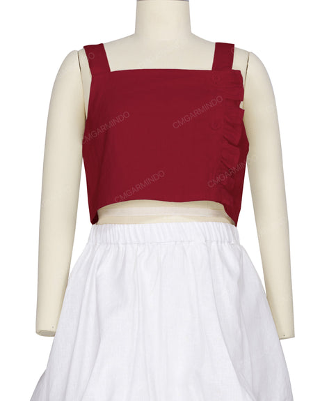 Ruffle Side Button Up Top