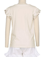 Frill Cap Sleeve Boat Neck T-shirt