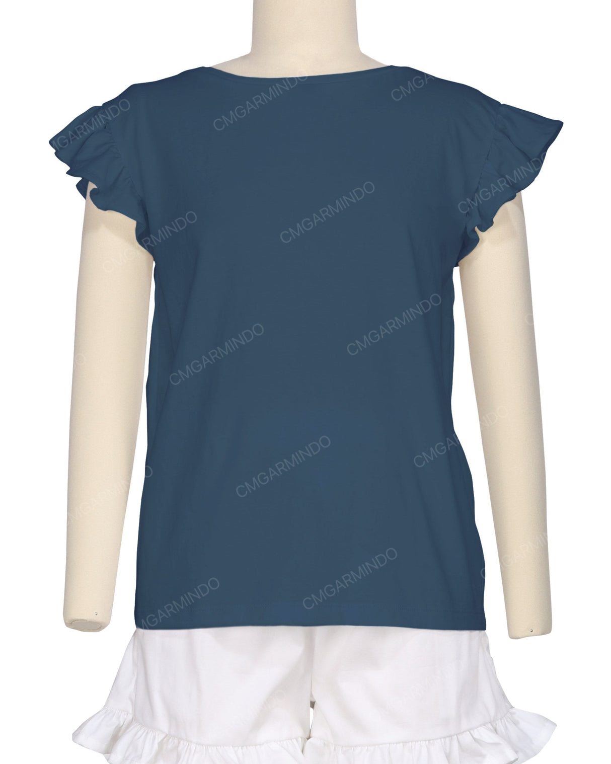 Frill Cap Sleeve Boat Neck T-shirt