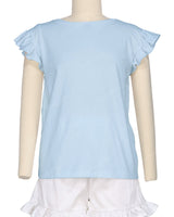 Frill Cap Sleeve Boat Neck T-shirt