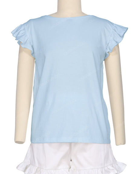 Frill Cap Sleeve Boat Neck T-shirt