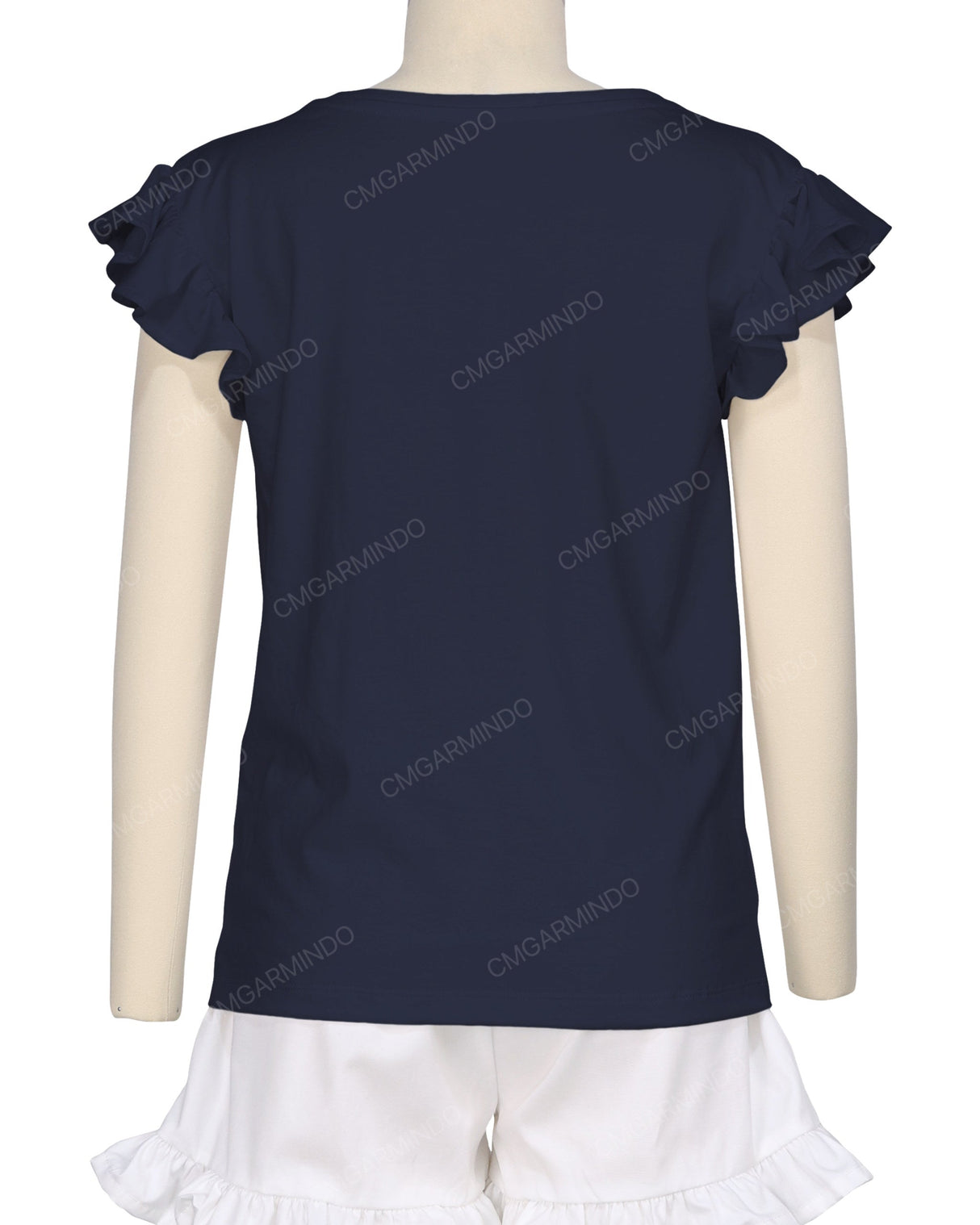 Frill Cap Sleeve Boat Neck T-shirt