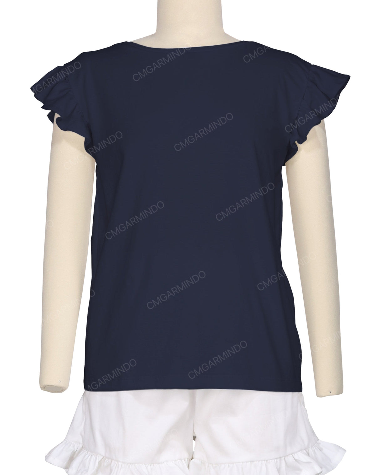 Frill Cap Sleeve Boat Neck T-shirt