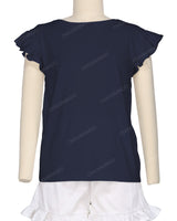 Frill Cap Sleeve Boat Neck T-shirt