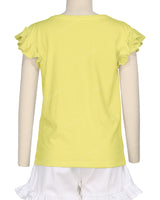 Frill Cap Sleeve Boat Neck T-shirt
