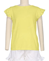 Frill Cap Sleeve Boat Neck T-shirt