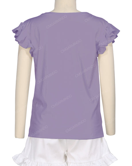 Frill Cap Sleeve Boat Neck T-shirt