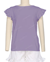 Frill Cap Sleeve Boat Neck T-shirt