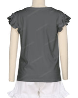 Frill Cap Sleeve Boat Neck T-shirt