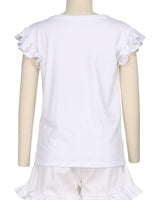 Frill Cap Sleeve Boat Neck T-shirt
