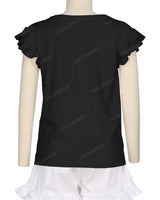 Frill Cap Sleeve Boat Neck T-shirt