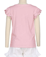 Frill Cap Sleeve Boat Neck T-shirt