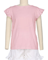 Frill Cap Sleeve Boat Neck T-shirt