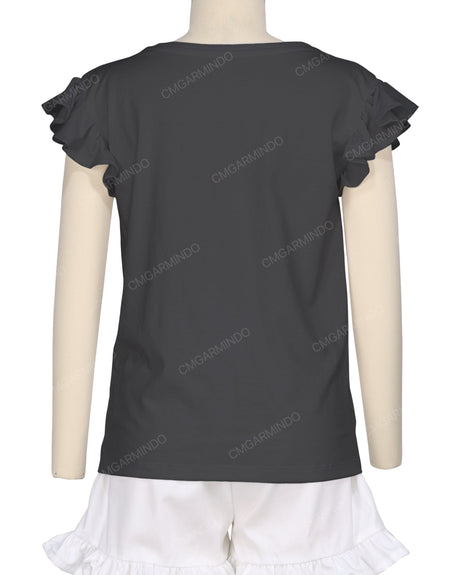Frill Cap Sleeve Boat Neck T-shirt