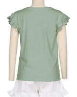 Frill Cap Sleeve Boat Neck T-shirt