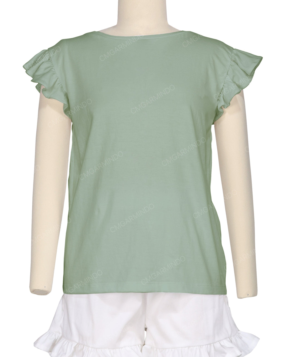 Frill Cap Sleeve Boat Neck T-shirt