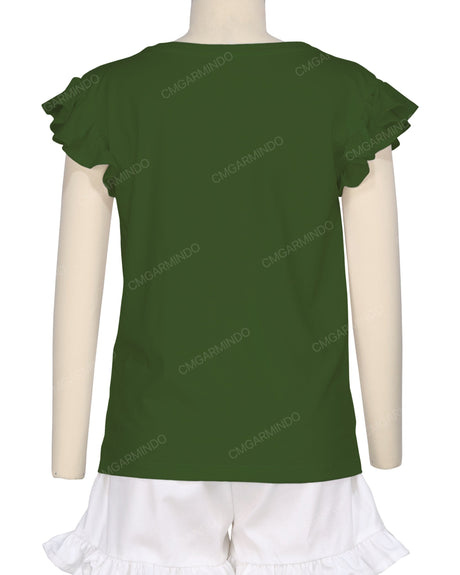 Frill Cap Sleeve Boat Neck T-shirt