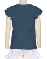 Frill Cap Sleeve Boat Neck T-shirt