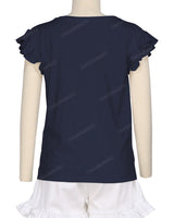Frill Cap Sleeve Boat Neck T-shirt