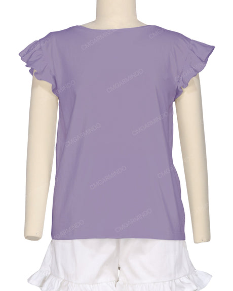 Frill Cap Sleeve Boat Neck T-shirt