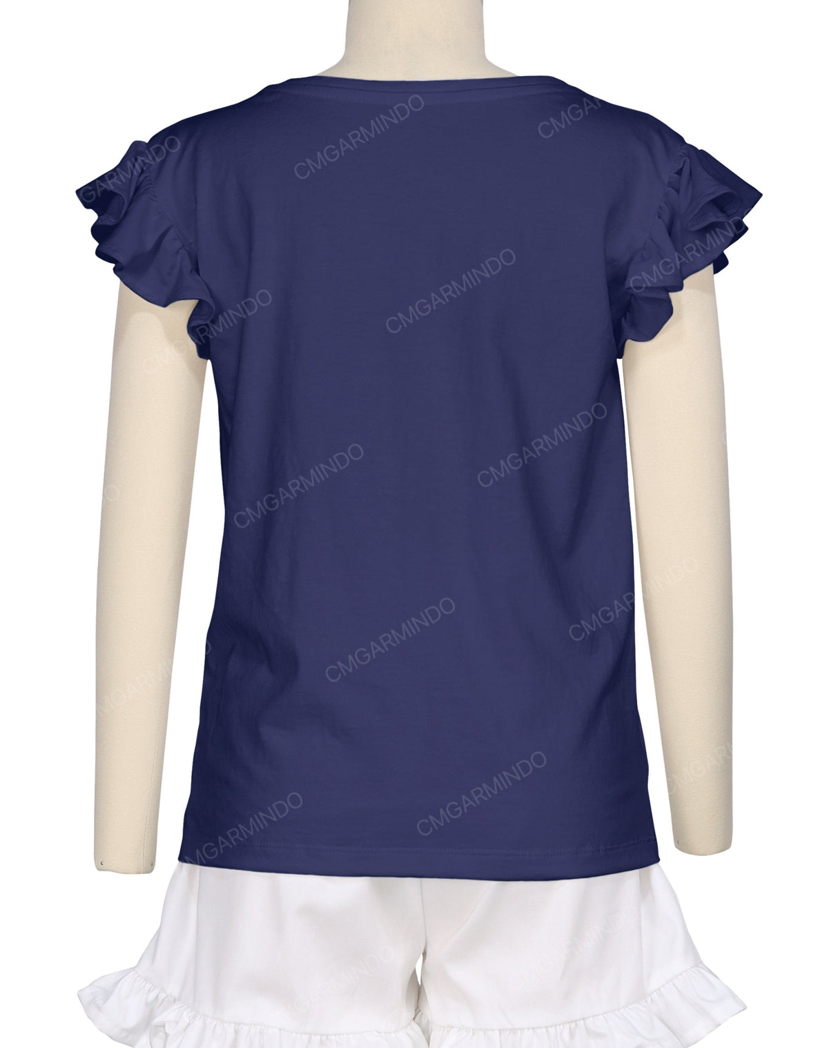 Frill Cap Sleeve Boat Neck T-shirt