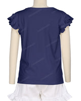 Frill Cap Sleeve Boat Neck T-shirt