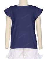 Frill Cap Sleeve Boat Neck T-shirt