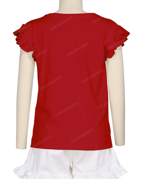 Frill Cap Sleeve Boat Neck T-shirt