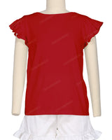 Frill Cap Sleeve Boat Neck T-shirt