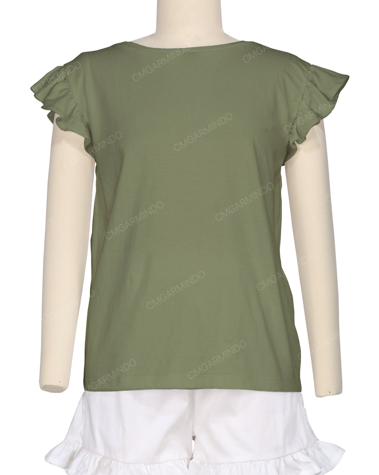 Frill Cap Sleeve Boat Neck T-shirt