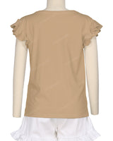 Frill Cap Sleeve Boat Neck T-shirt