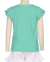 Frill Cap Sleeve Boat Neck T-shirt