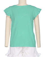 Frill Cap Sleeve Boat Neck T-shirt