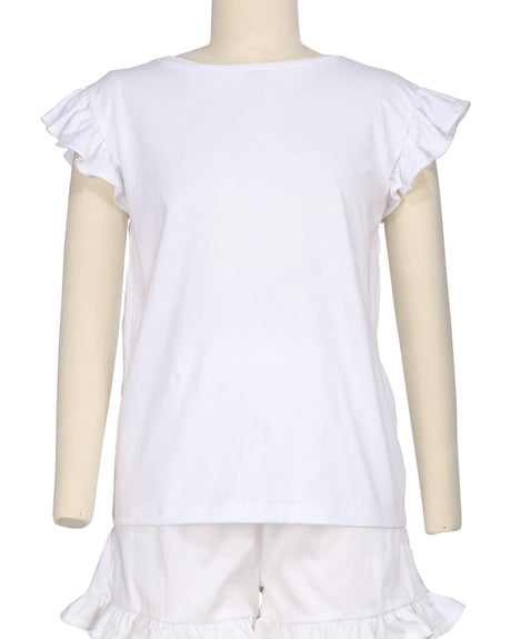 Frill Cap Sleeve Boat Neck T-shirt