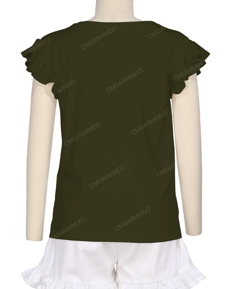 Frill Cap Sleeve Boat Neck T-shirt