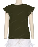 Frill Cap Sleeve Boat Neck T-shirt